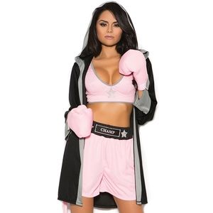 Prizefighter Boxer Costume Top Shorts Gloves and Hooded Robe